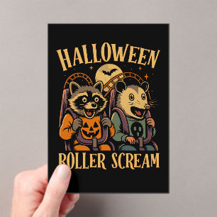 Halloween Roller Scream Waschbär und Opossum Acryleinladungen