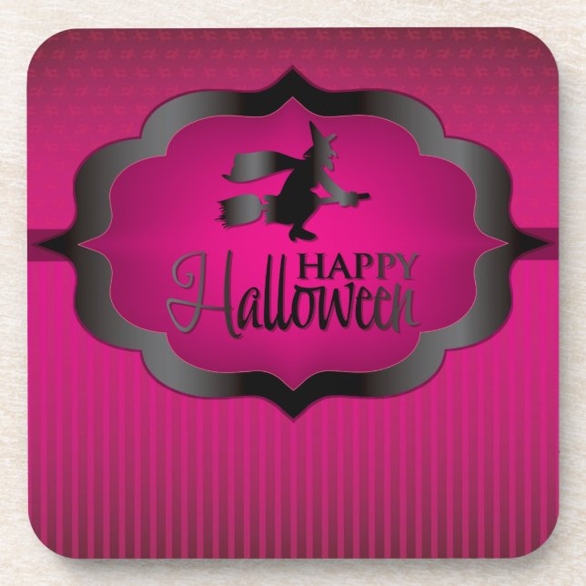 Halloween-Rosa-Hexe Getränkeuntersetzer (Vorderseite)