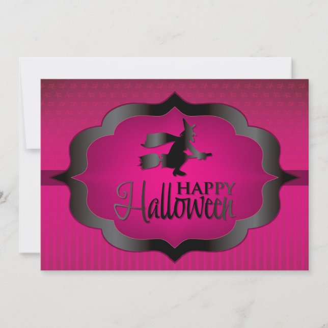 Halloween-Rosa-Hexe Karte (Vorderseite)