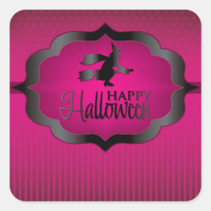 Halloween-Rosa-Hexe Quadratischer Aufkleber