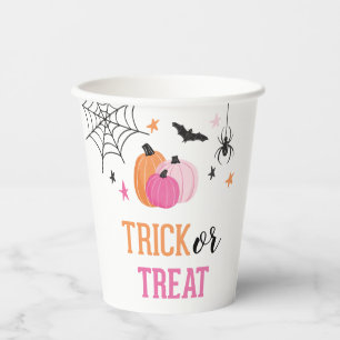Halloween Rosa Süßes oder Saures Kürbisse Spinnenn Pappbecher