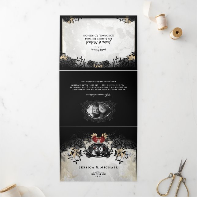 Halloween Rose élégant - DÉTAILS & MENU RSVP (Extérieur)