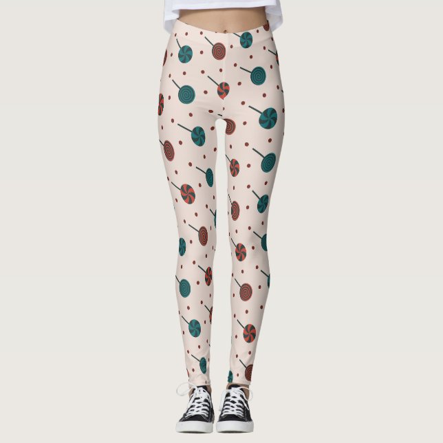 Halloween Rot Minimalmuster Leggings (Vorderseite)