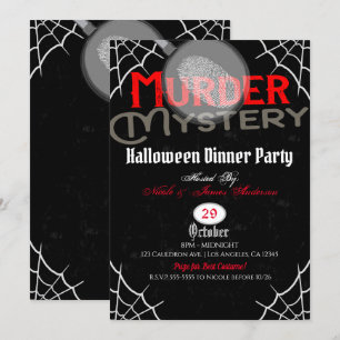 Halloween-Rot-Schwarz-Mord-Mystery-Abendessen-Part Einladung