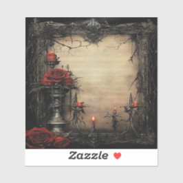 Halloween-rote Rose mit Kerzen Aufkleber