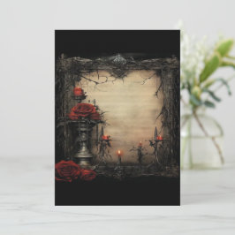 Halloween-rote Rose mit Kerzen Einladung
