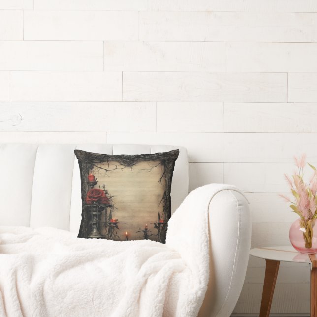 Halloween-rote Rose mit Kerzen Kissen (Liege)