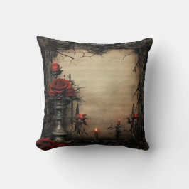 Halloween-rote Rose mit Kerzen Kissen