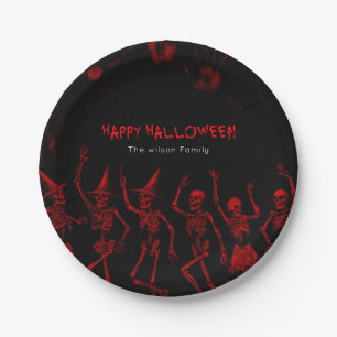 Halloween rote Skelette Pappteller