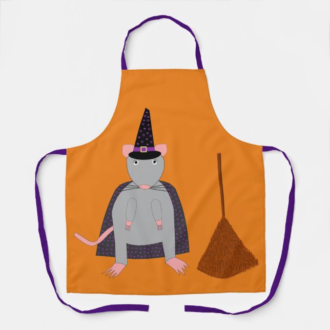 =Halloween Rote und Broom Schürze (Vorderseite)