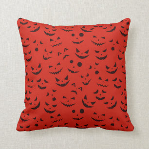 Halloween Roter Kürbis Lächeln Baumwolle 16"X16 Kissen