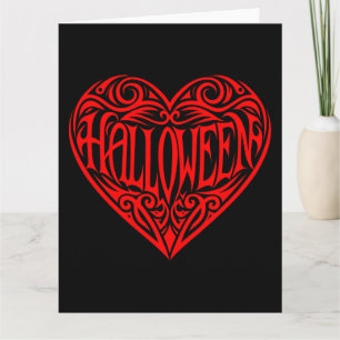Halloween, Rotes Herz, Feiertag Karte