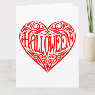 Halloween, Rotes Herz, Feiertag Karte