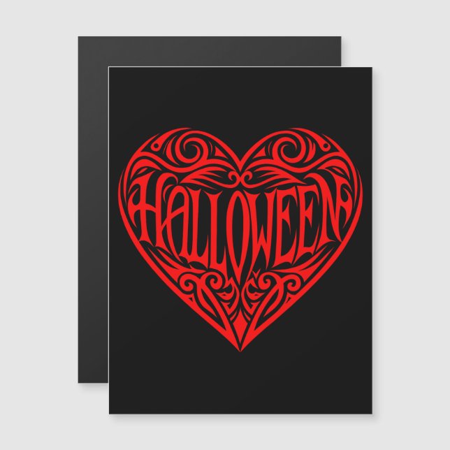 Halloween, Rotes Herz, Feiertag Magneteinladung (Vorne/Hinten)