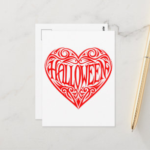 Halloween, Rotes Herz, Feiertag Postkarte