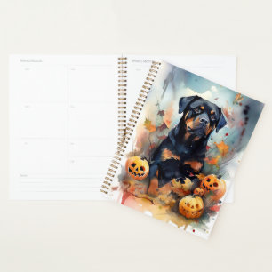 Halloween Rottweiler avec la peur Citrouille