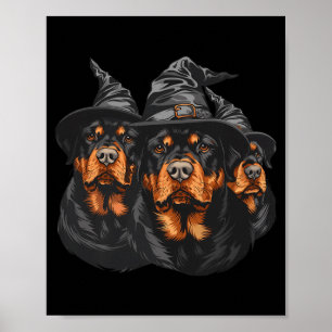 Halloween Rottweiler Hunde Hexe Niedlich Gruselig Poster