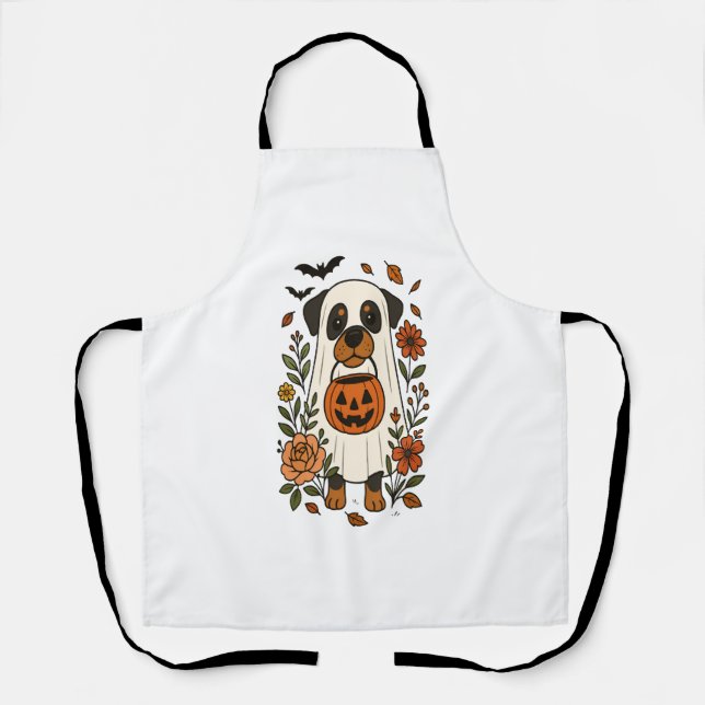 Halloween Rottweiler mit Blume Schürze (Vorderseite)