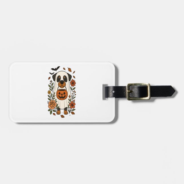 Halloween-Rottweiler mit Blumen Gepäckanhänger (Vorderseite horizontal)