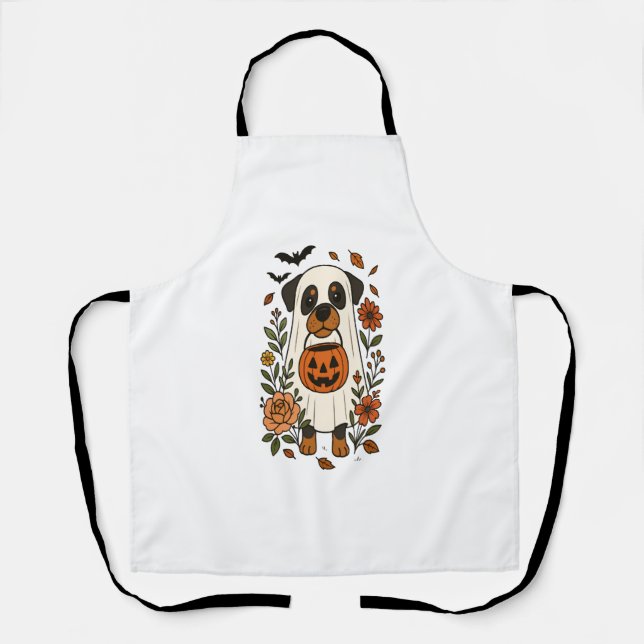 Halloween-Rottweiler mit Blumen Schürze (Vorderseite)