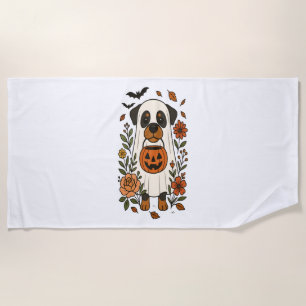 Halloween-Rottweiler mit Blumen Strandtuch
