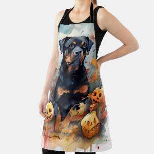 Halloween Rottweiler mit Pumpkins Beängstigend Schürze