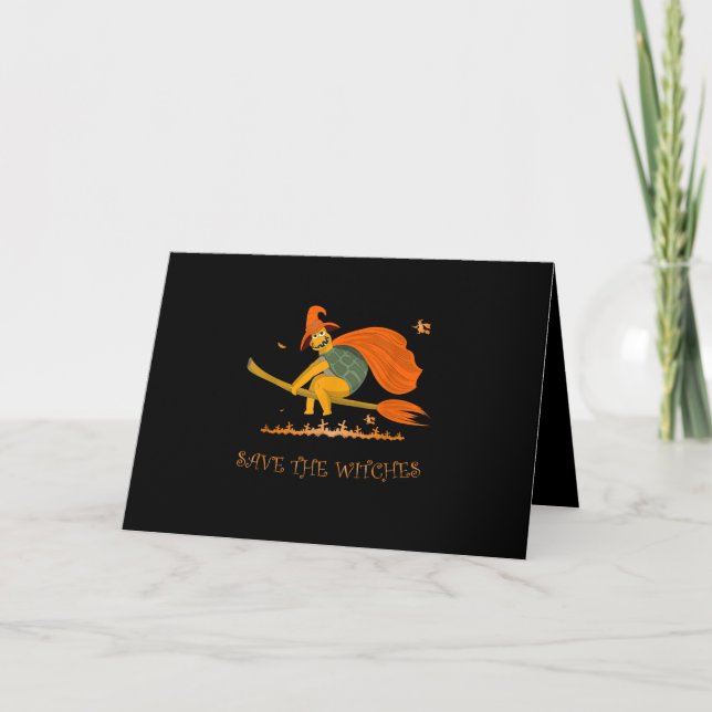 Halloween Rotzunge Flying Turtle Broom Salem Karte (Vorderseite)