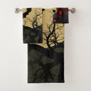 Halloween Rouge noir Haunted Maison Pleine lune ch