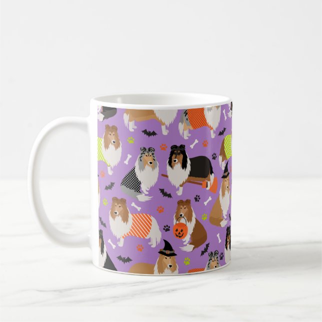 Halloween Rough Collie Coffee Mug (Gauche)