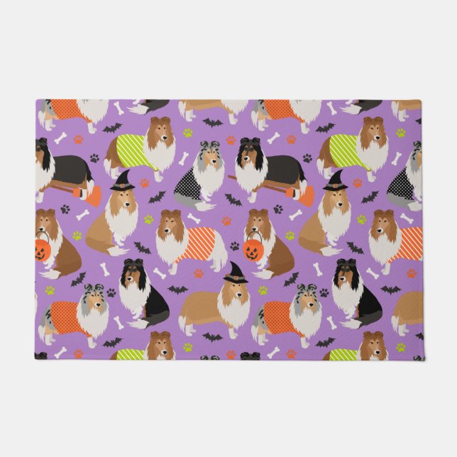 Halloween Rough Collie Doormat Fußmatte (Vorderseite)