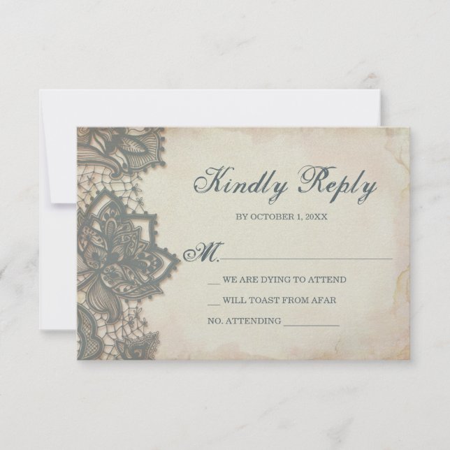 Halloween RSVP Card - Gothic Lace Karte (Vorderseite)