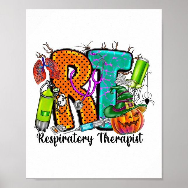 Halloween Rt Atemtherapeut Spooky Rt Pumpk Poster (Vorne)