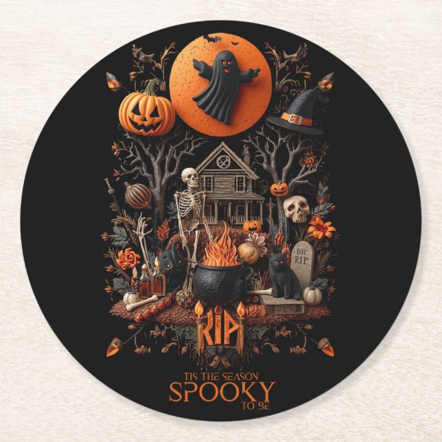 halloween runder pappuntersetzer (Vorderseite)