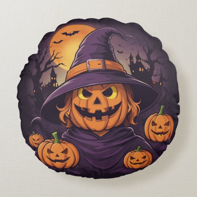 Halloween- Rundes Kissen (Vorderseite)