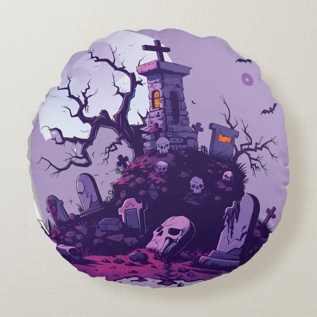 HALLOWEEN RUNDES KISSEN (Vorderseite)