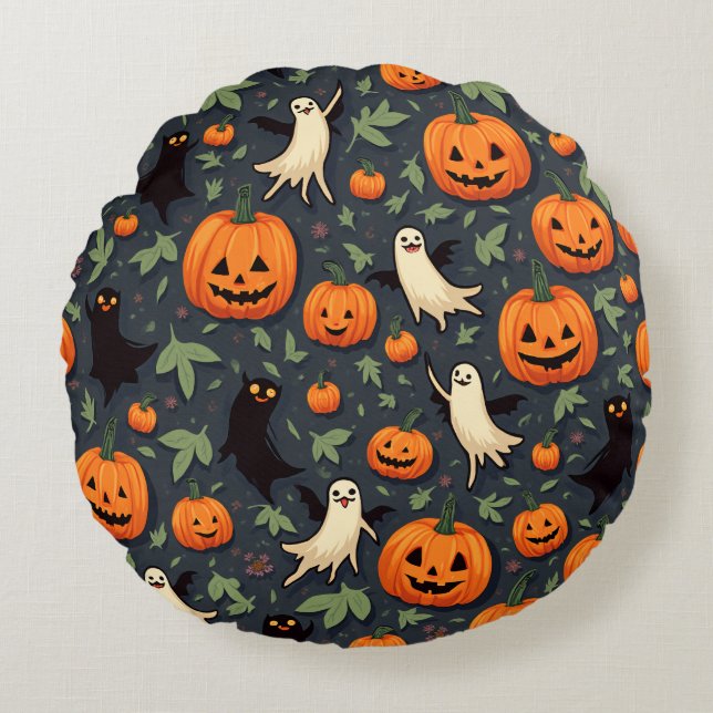 Halloween-Rundkissen. Rundes Kissen (Vorderseite)