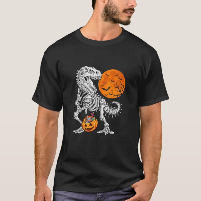 Halloween S for Boys Kids Dinosaur Skeleton T Rex T-Shirt (Vorderseite)