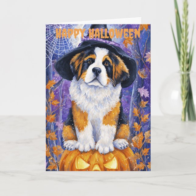 Halloween Saint Bernard Dog Feiertagskarte (Vorderseite)