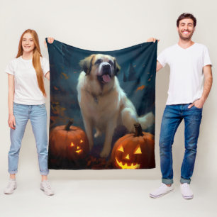 Halloween Saint Bernard mit Pumpkins Beängstigend Fleecedecke