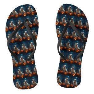 Halloween Saint Bernard mit Pumpkins Beängstigend Flip Flops