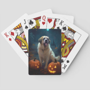 Halloween Saint Bernard mit Pumpkins Beängstigend Spielkarten