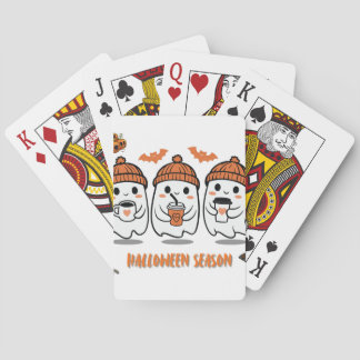 Halloween-Saison – niedliche Geister im Café Spielkarten