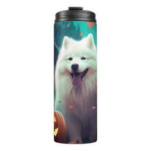 Halloween Samoyed with Pumpkins Beängstigend Thermosbecher