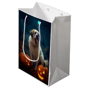 Halloween-Sankt-Bernhardshund mit Kürbissen Grusel Mittlere Geschenktüte
