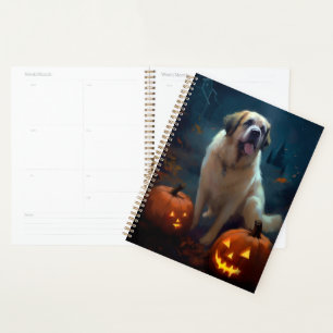 Halloween-Sankt-Bernhardshund mit Kürbissen Grusel Planer