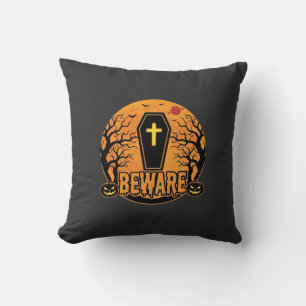 Halloween Sarg Vorsicht Kürbis Horror Design_1 Kissen