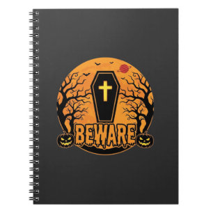 Halloween Sarg Vorsicht Kürbis Horror Design_1 Notizblock