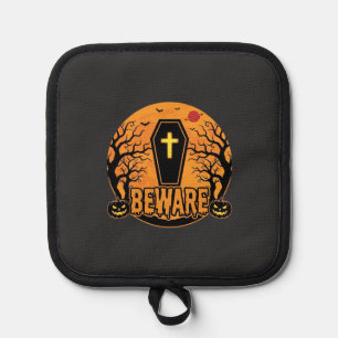 Halloween Sarg Vorsicht Kürbis Horror Design_1 Topflappen