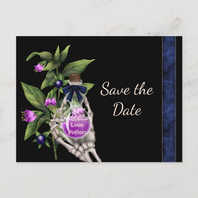 Halloween Save the Date mit Lila Liebe-Pop Ankündigungspostkarte (Vorderseite)