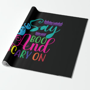 Halloween Say Boo and Scary On Birthday Geschenkpapier